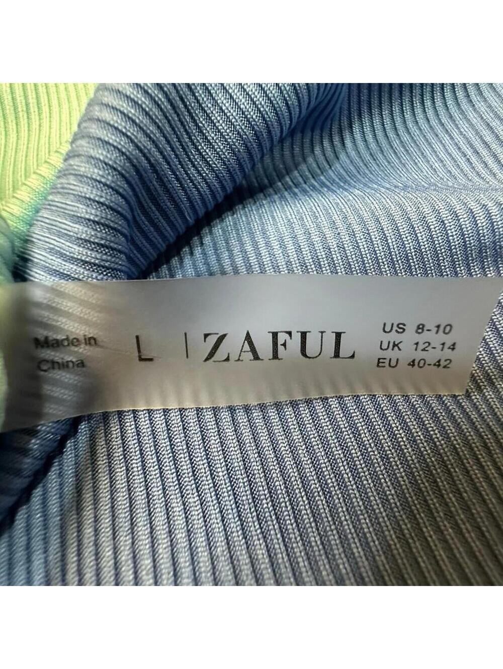 Zaful Ribbed Colorblock Dual Strap Bikini Swimwear L Blue Beach Resort Vacation - Picture 4 of 5